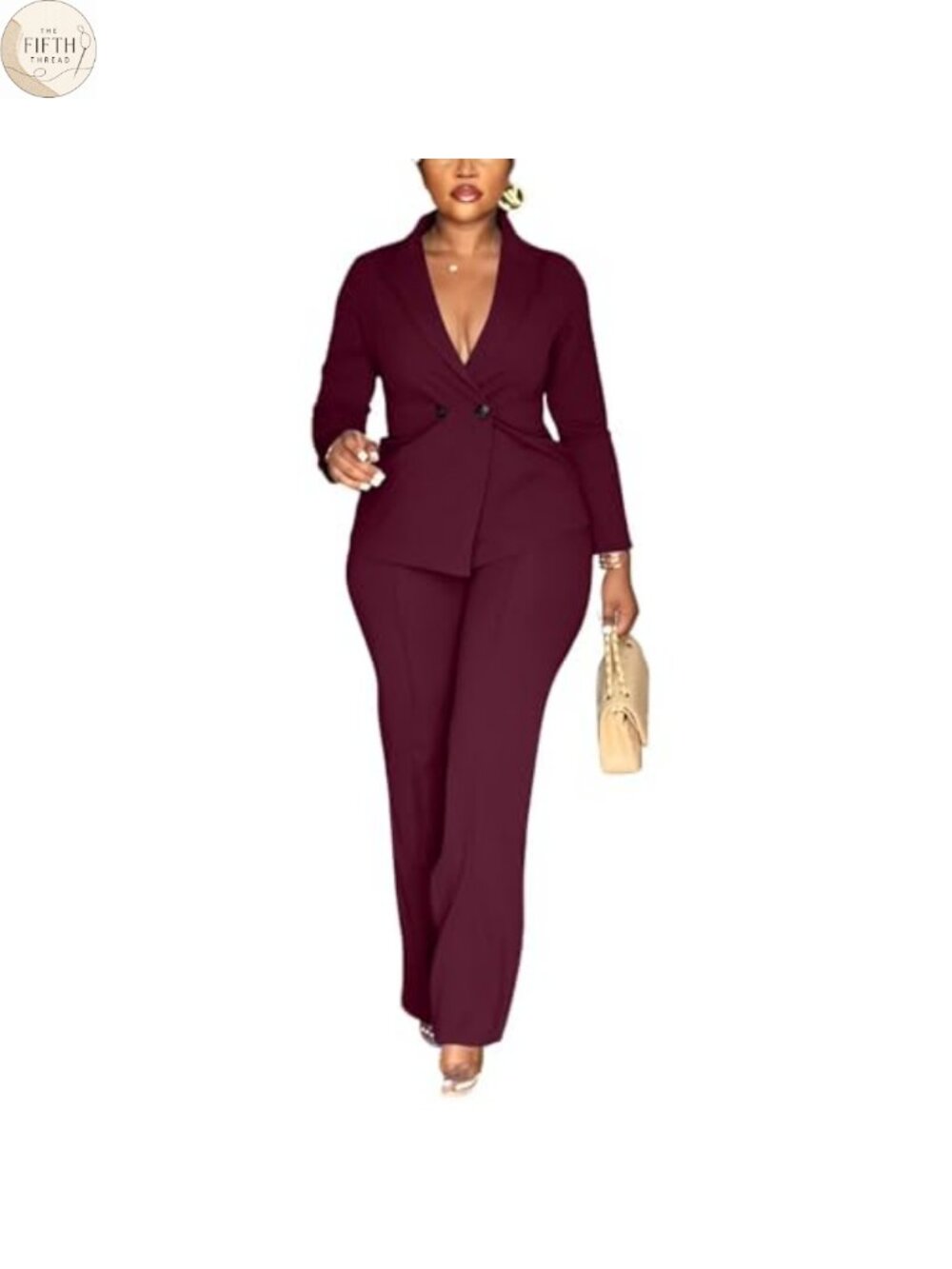 Women Double Breasted Blazer Pants Suit 2 Piece Business Outfit